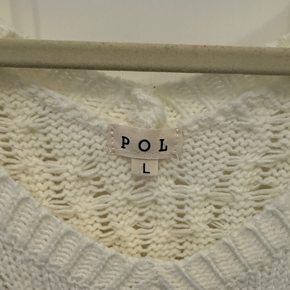 POL Cream V-Neck Sweater with Pink Peace Sign - Picture 2 of 7